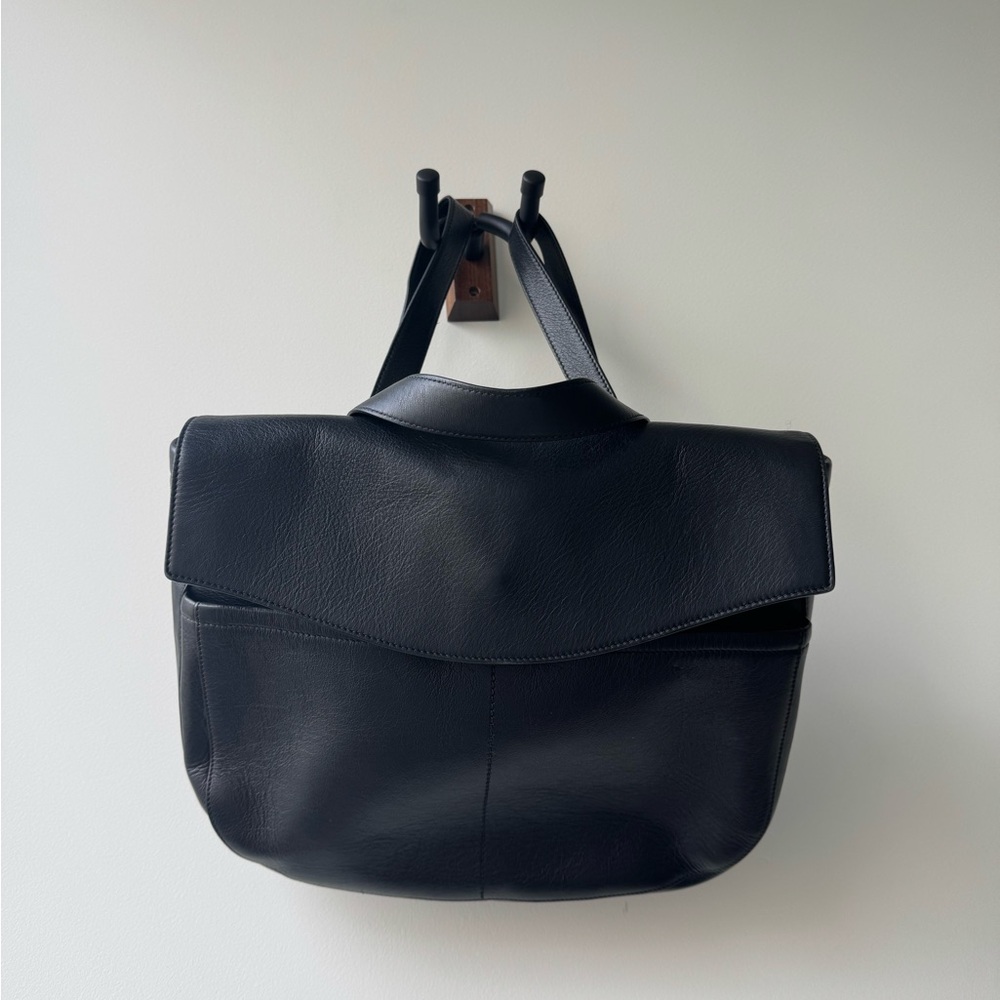 Cuyana Black Leather Laptop Bag
